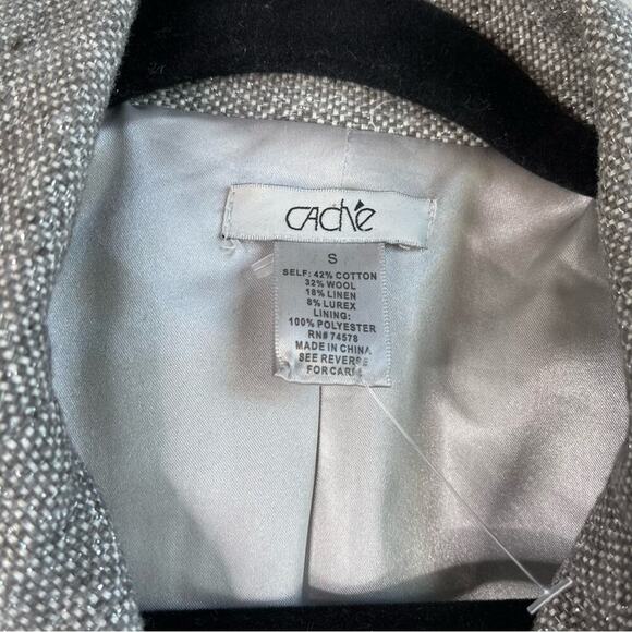 Cache metallic wool linen lurez tweed asymmetrical jacket size small - Picture 5 of 7